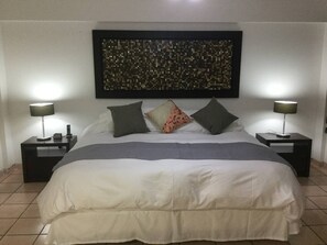 1 bedroom, laptop workspace, iron/ironing board, bed sheets
