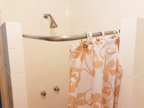 Economy-Apartment | Badezimmer | Dusche, Handtücher, Seife, Toilettenpapier