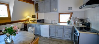 View over the vines in a completely renovated Alsatian house. 