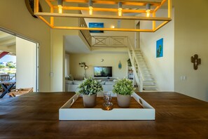 Superior Penthouse, 3 Bedrooms, Bay View | Living area | 35-inch Smart TV with satellite channels, TV - Spanish Water Marina Apartments (Jan Thiel)