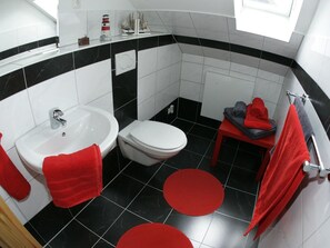 House | Bathroom | Shower, hair dryer - Spacious Cottage in Börgerende Germany near Baltic Sea Beach (Boergerende-Rethwisch)