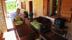 House | Balcony - Peaceful Decorated Istrian House With Pool, Wifi, Airco, Parking, Panoramic View (Buzet)