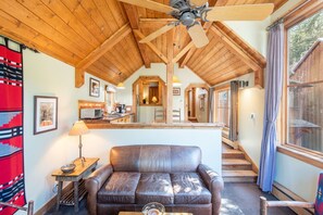 TV, fireplace, books
