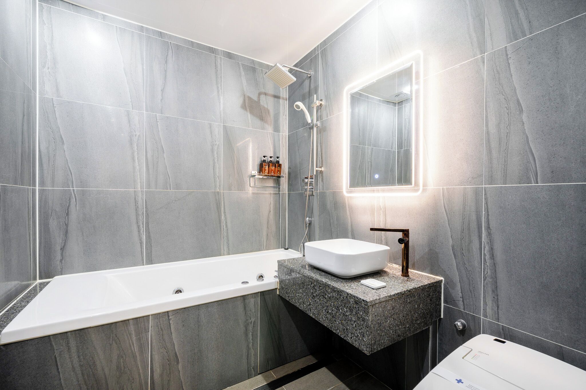 superior twin room | bathroom | hair dryer, bathrobes, electronic bidet, heated floors