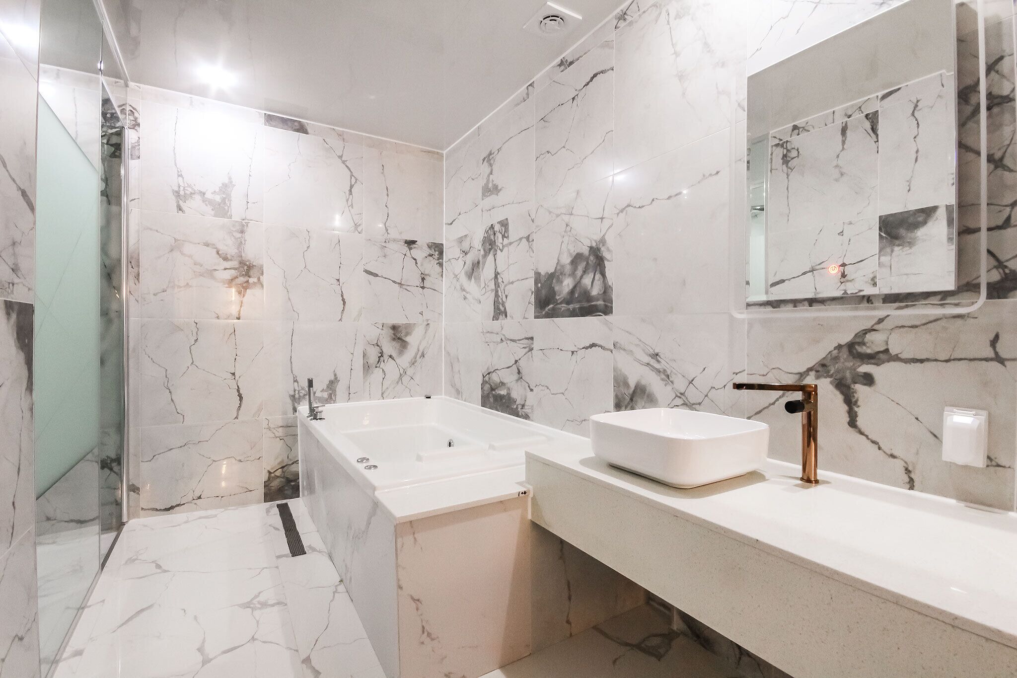 hair dryer, bathrobes, electronic bidet, heated floors