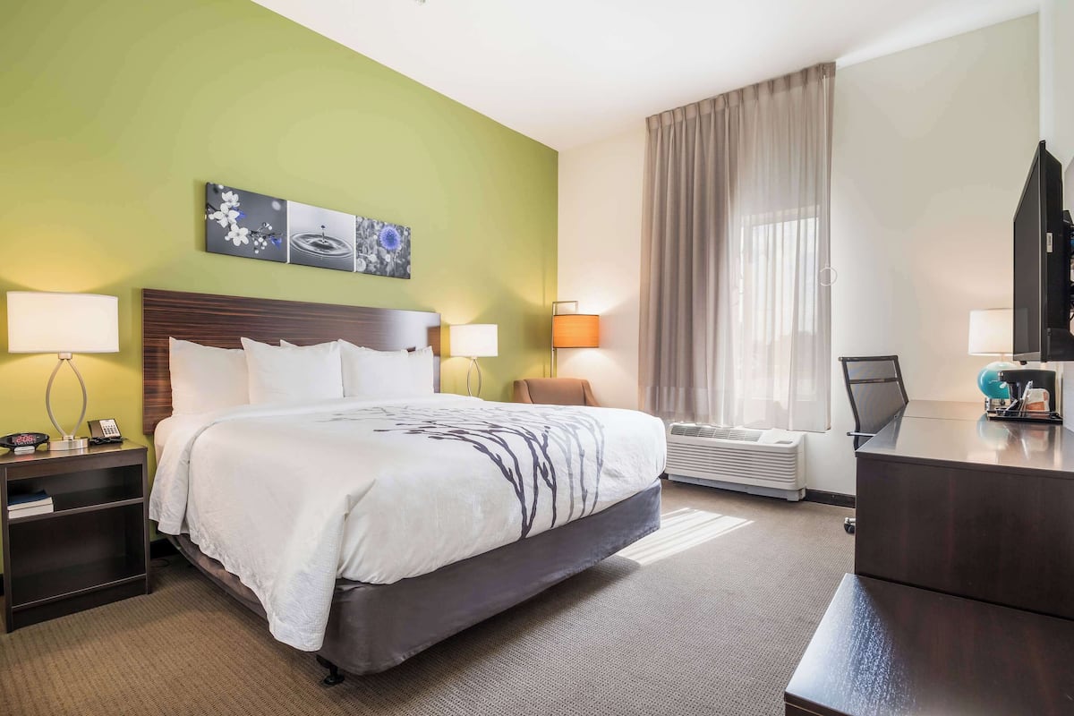 Room, 1 King Bed, Accessible, Non Smoking | Premium bedding, desk, blackout drapes, iron/ironing board