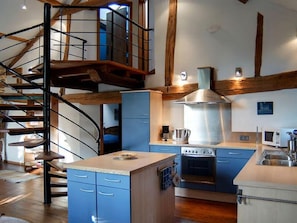 House | Private kitchen | Highchair - Holiday Home in Verviers With Sauna & Fireplace (Verviers)