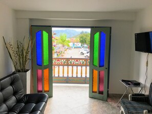 Panoramic Apartment | Living area | 32-inch plasma TV with cable channels, TV