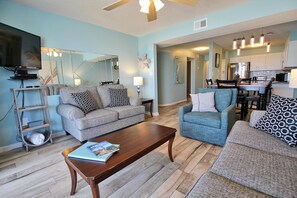 Condo, Multiple Beds (Compass Point 205) | Living area | TV - Compass Point 205 (Gulf Shores)