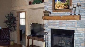 TV, fireplace, DVD player