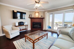 House, Multiple Beds (Parsonage Duplex) | Living area | 32-inch TV with cable channels, DVD player