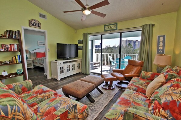 Condo, Multiple Beds (Palmetto 306) | Living room | TV, DVD player - Palmetto 306 (Orange Beach)