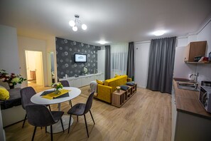 Apartamento exclusivo | 1 quarto, roupas de cama premium, individualmente decorados
