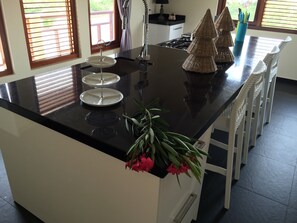 Villa | Private kitchen | Electric kettle, high chair, cookware/dishes/utensils, dining tables - Magnificent Villa near Beach in Upscale District of Vista Royal, Jan Thiel (Jan Thiel)