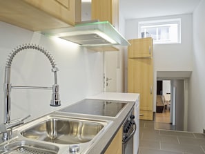 Fridge, oven, coffee/tea maker