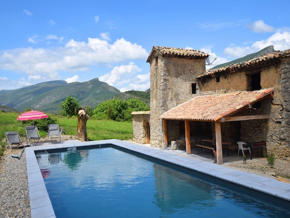 Outdoor pool - Lovely Renovated Holiday Home With Natural Swimming Pool, in Heart of the Drone (Saint-May)