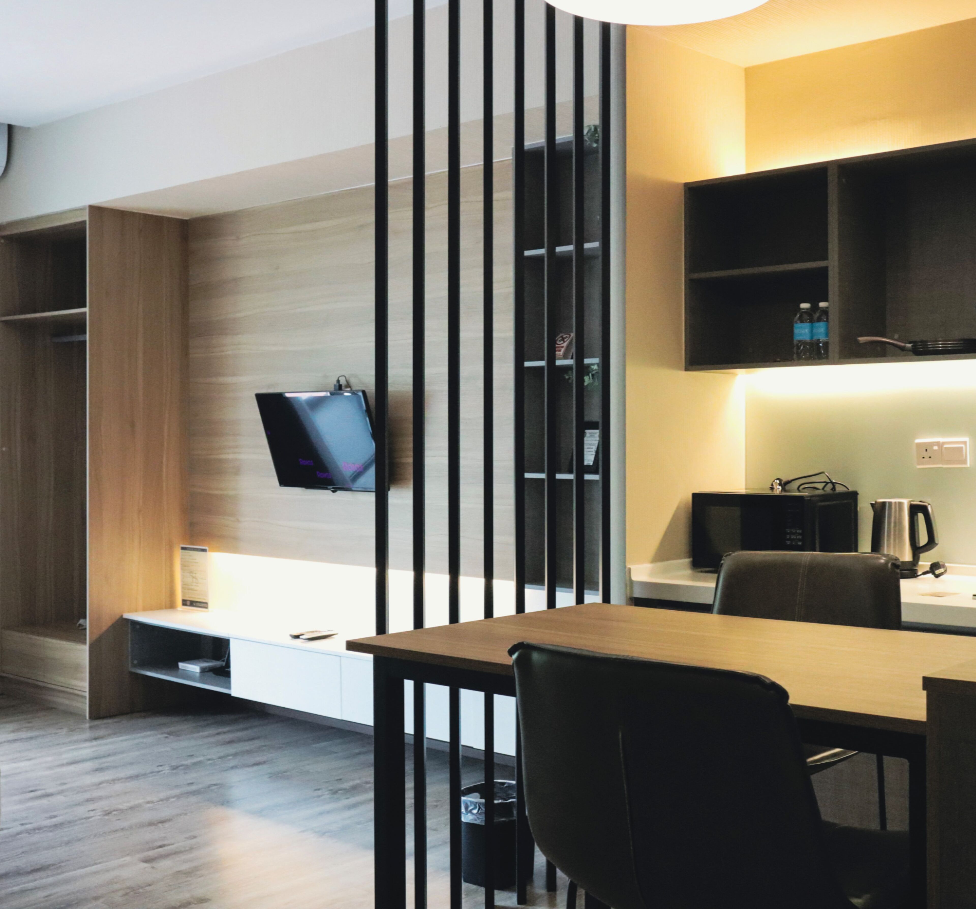 Individualmente decorados, individualmente mobiliados, cortinas blackout