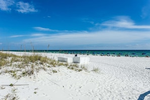 Beach umbrellas, kayaking, fishing