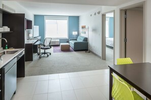 Suite, 1 Queen Bed, Accessible (Mobility & Hearing, Roll-in Shower) | Living area | 55-inch flat-screen TV with digital channels, TV - Home2 Suites by Hilton Fort Worth Cultural District (Fort Worth)