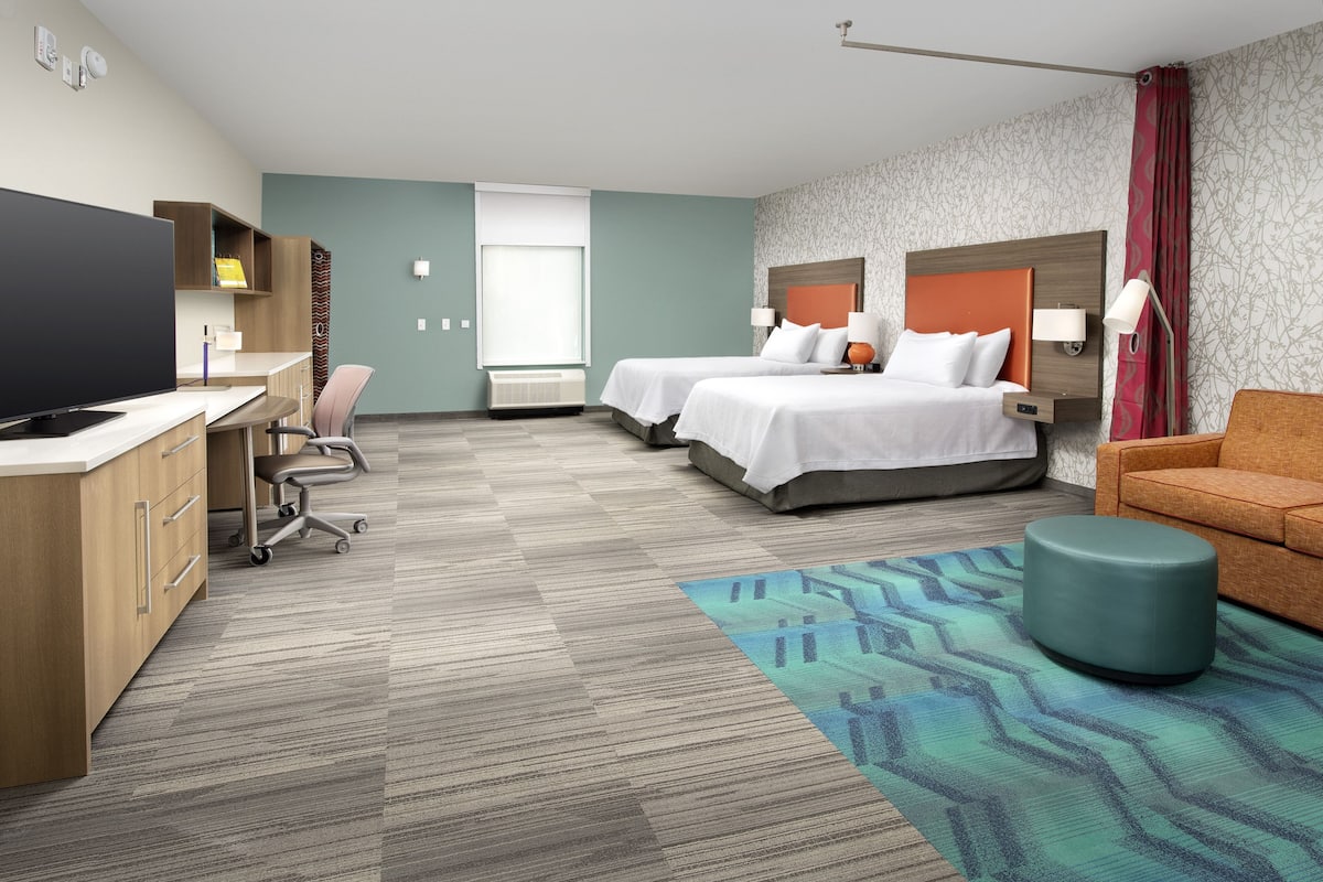 Studio, 2 Queen Beds, Accessible, Bathtub | 1 bedroom, in-room safe, desk, laptop workspace