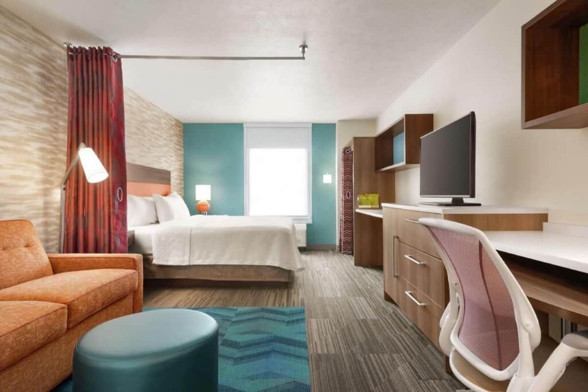 In-room safe, desk, laptop workspace, blackout drapes
