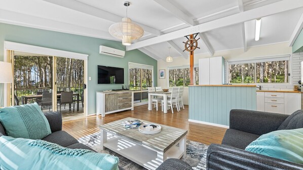 Smart TV, DVD player, books