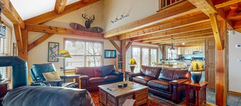 Spectacular lakefront home with dock, firepit, & vaulted ceilings - dog-friendly