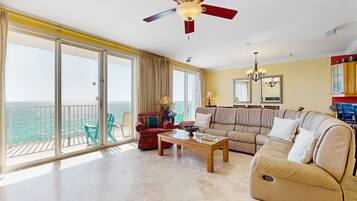 TV, DVD player, video library