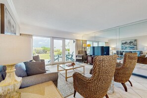 TV, DVD player, video library