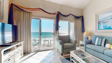 TV, DVD player, video library