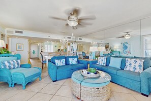 TV, DVD player, video library