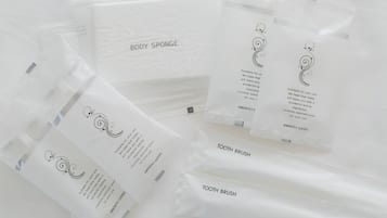 Free toiletries, hair dryer, towels