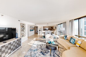 TV, DVD player, video library