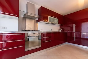 Fridge, stovetop, cookware/dishes/utensils