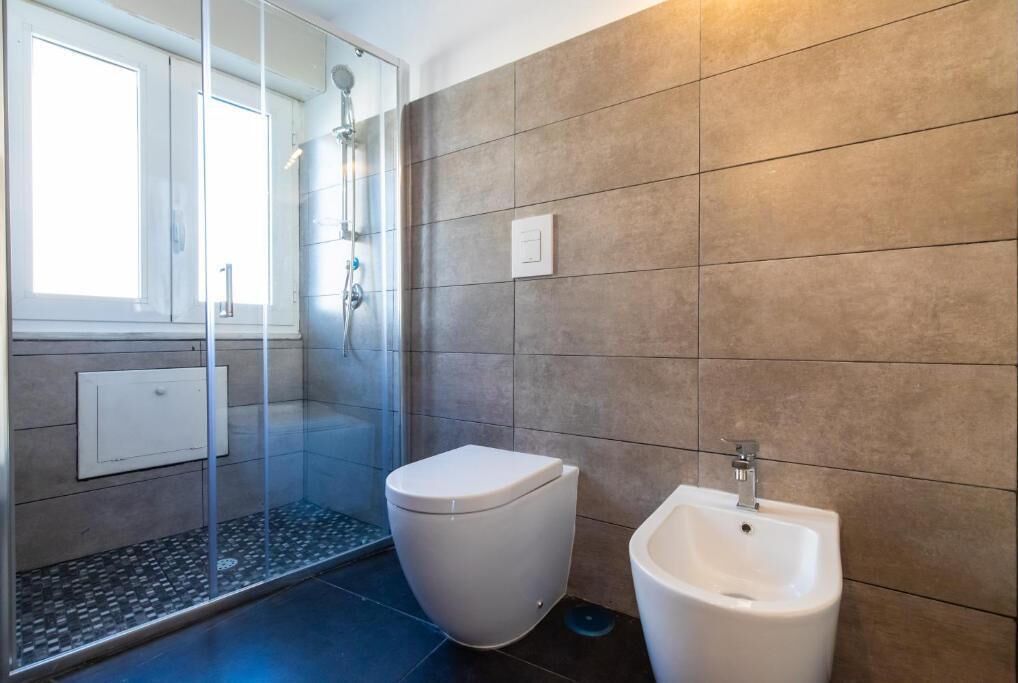 Shower, hair dryer, bidet, toilet paper