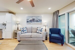 TV, video library, stereo