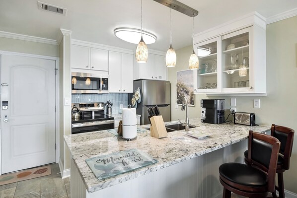 Fridge, oven, paper towels