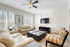 TV, DVD player, video library