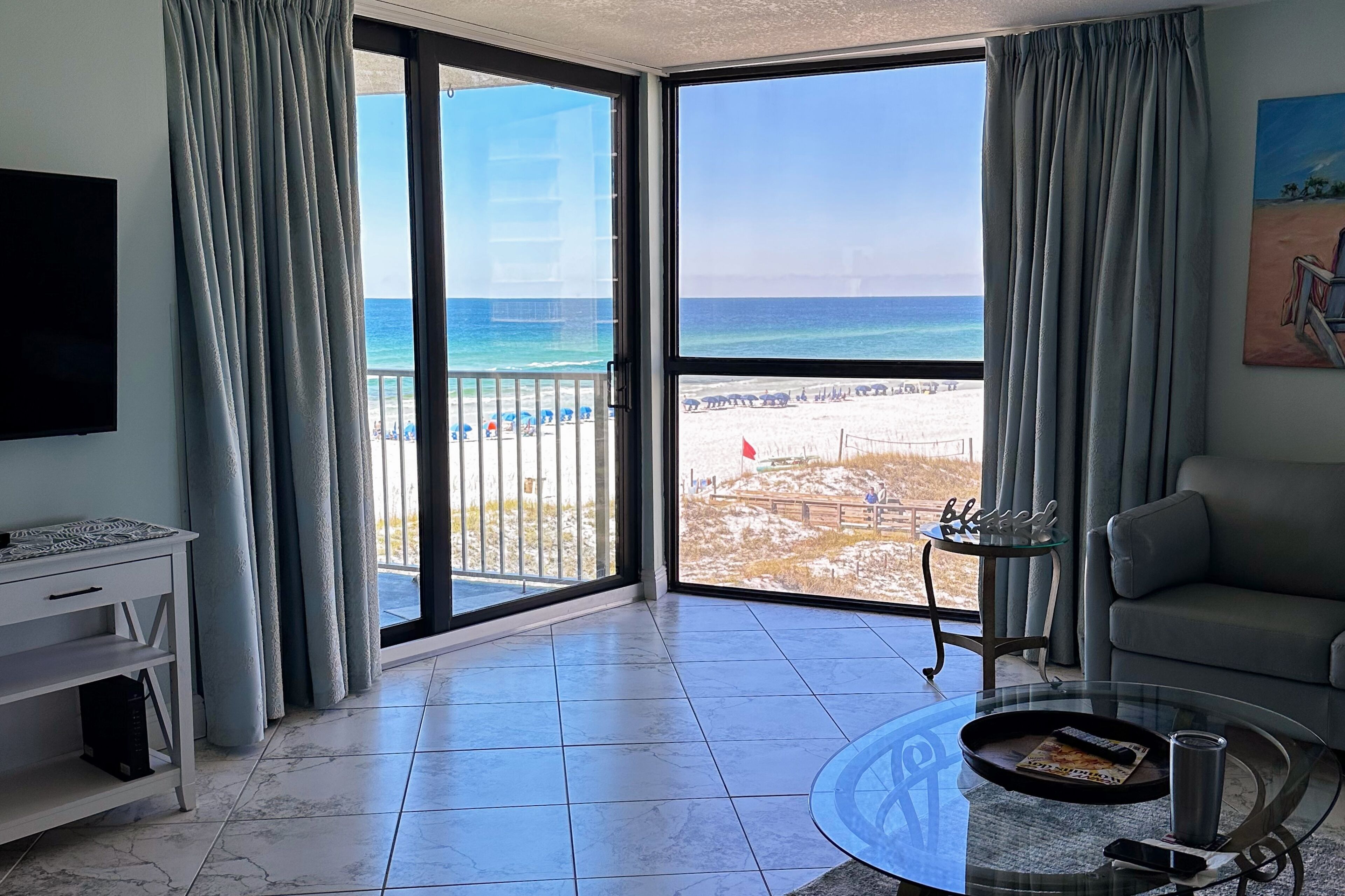 TV, DVD player, video library