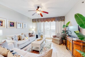 TV, DVD player, video library