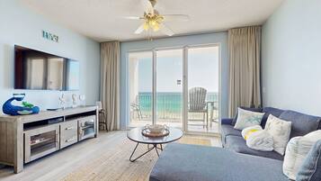 TV, DVD player, video library