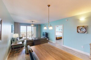 TV, DVD player, video library