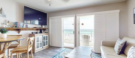 TV, DVD player, video library