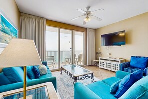 TV, DVD player, video library