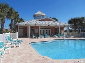 Outdoor pool, a heated pool - Gated 1st floor, walk to beach, htd pool NO FEES! (St. Augustine Beach)
