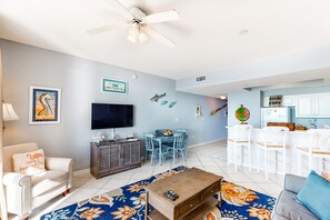 TV, DVD player, video library