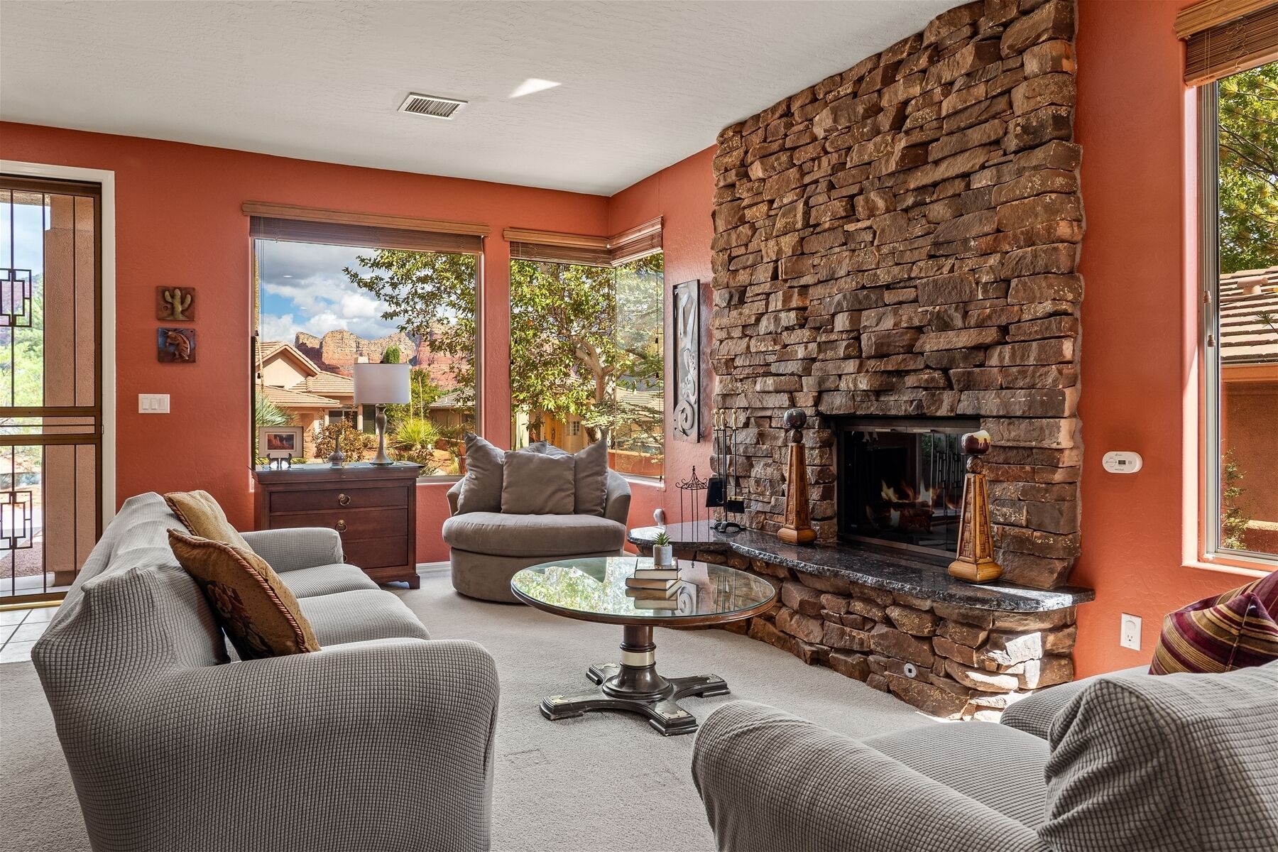 TV, fireplace, video games, DVD player