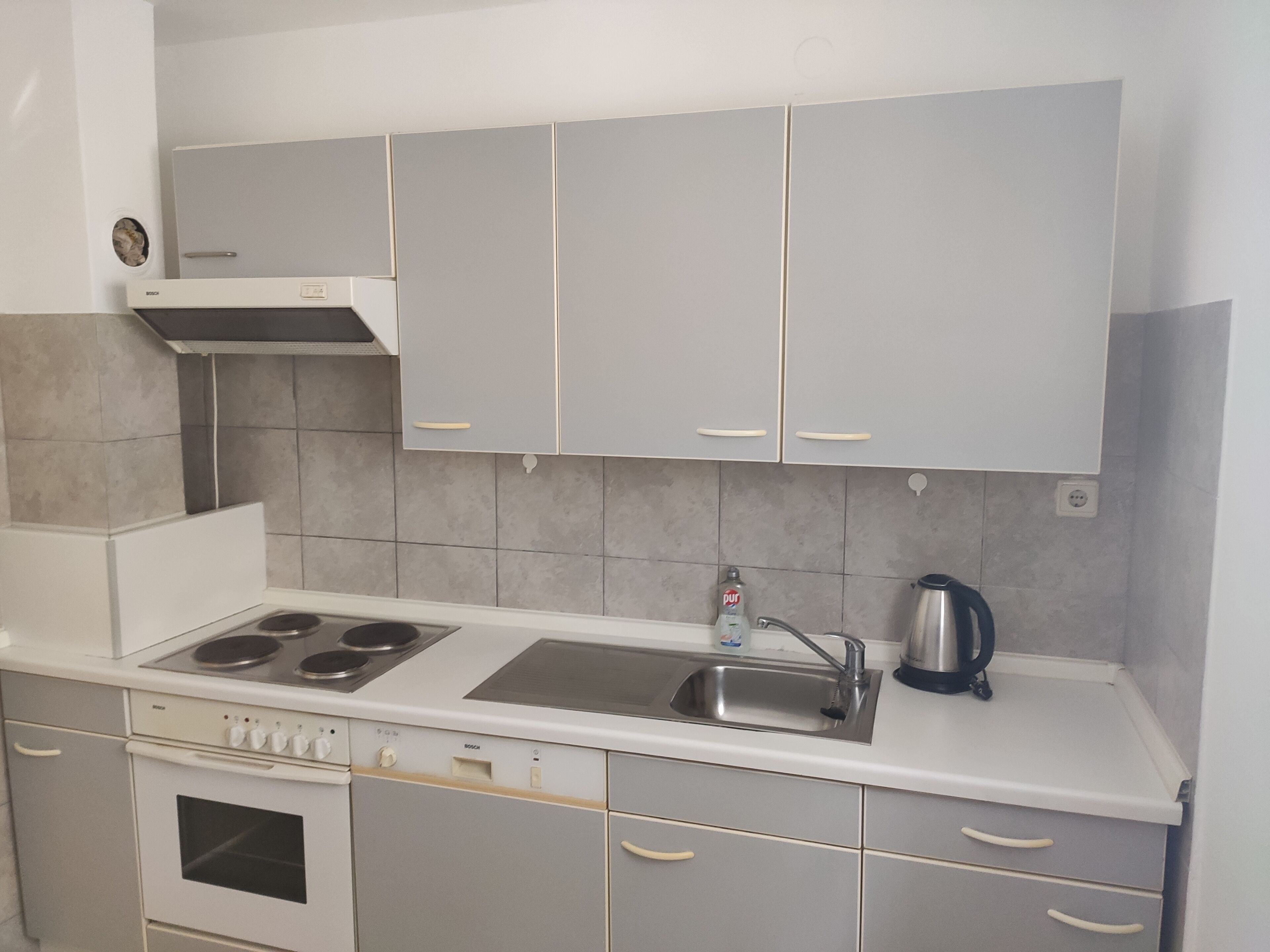 Fridge, oven, cookware/dishes/utensils