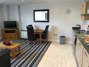 Fridge, microwave, oven, dishwasher