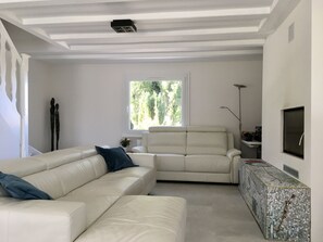 Fireplace, ping pong, books